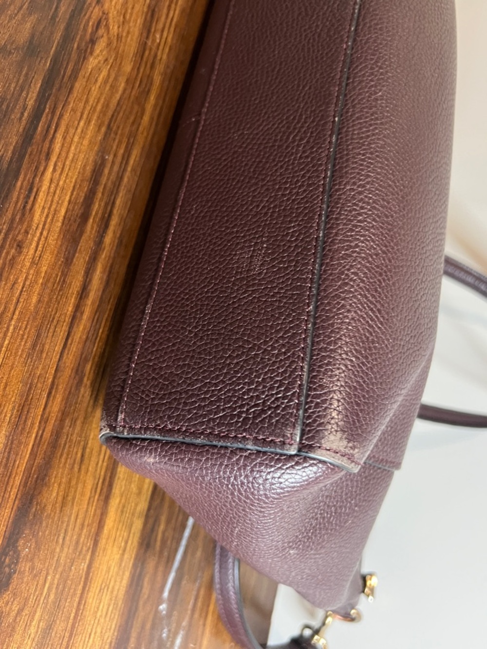 Coach Pebbled Leather Satchel in Deep Plum/Burgundy with Gold Hardware - Picture 14 of 16